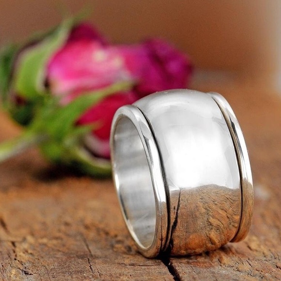 New Wide Band Smooth Polish Silver Gold Copper Band Ring /Chunky Cigar Band Ring - Picture 10 of 16